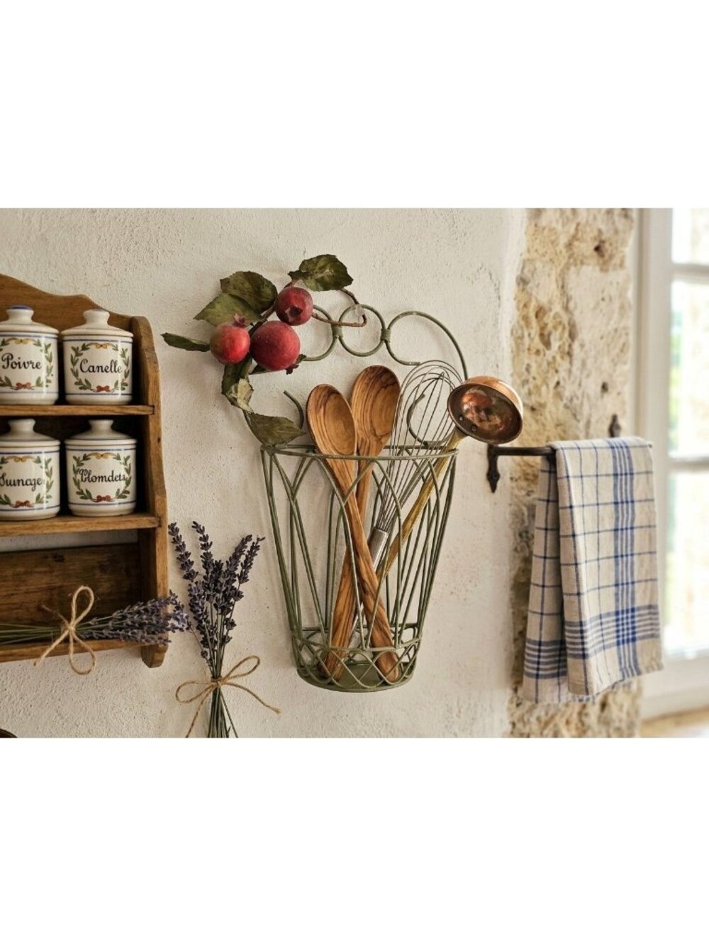 Wire Wall Basket French Country Shabby Chic Farm House Rustic Storage